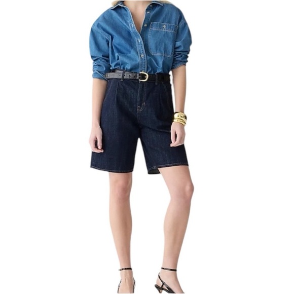 NWOT J. Crew Midlength Denim Jean Long Shorts in Indigo Dark Wash Size 27 - Picture 2 of 8